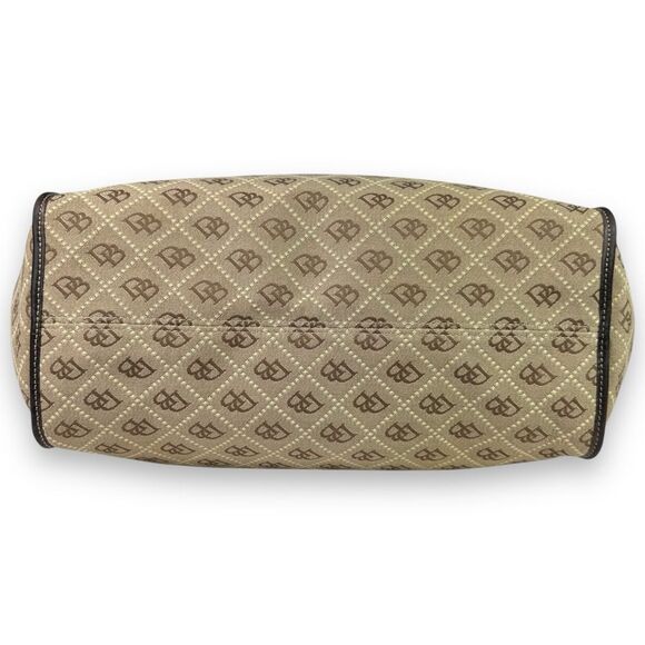 Dooney & Bourke Vintage 90s Signature Weekender Leather Canvas Tote Tan Brown - Picture 12 of 12